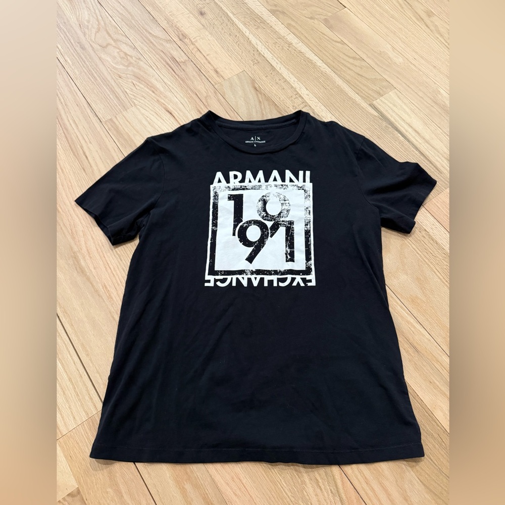 Armani Exchange Black T-Shirt with White 1991 Graphic